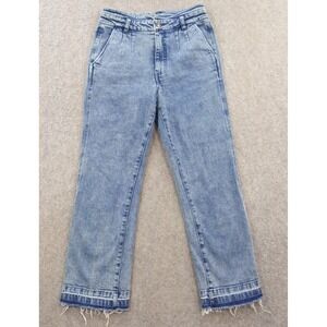 Faherty Jeans Womens 27 Blue 27 High Waist Paperbacks Pleated Raw Hem Indigo